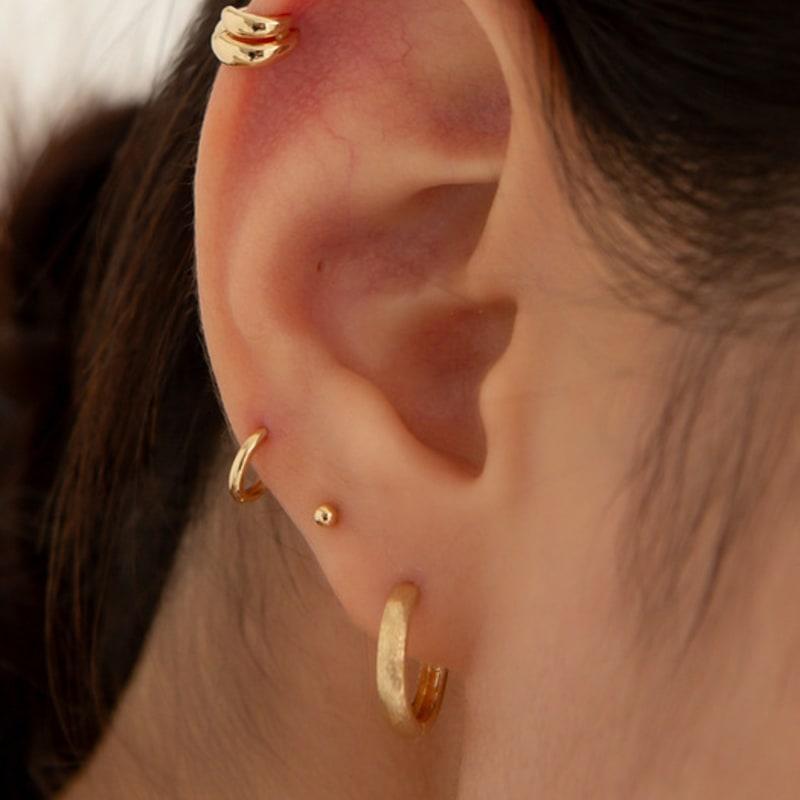 LUNNE 14k Aligned Duo Mini Single Ring Earrings (14k Gold) #LFE46