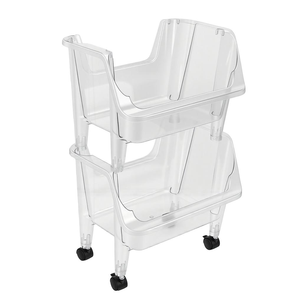 Kitchen Storage Cart, 2 Tier Rolling Cart, Silent Wheels
