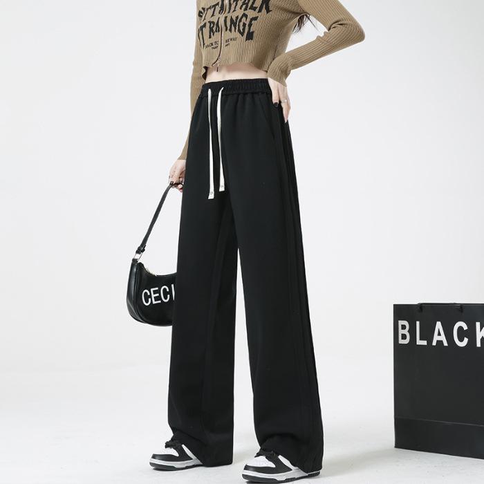 Gray sweatpants women's spring and autumn 2026 new high waist loose drape American sweatpants casual straight wide-leg pants