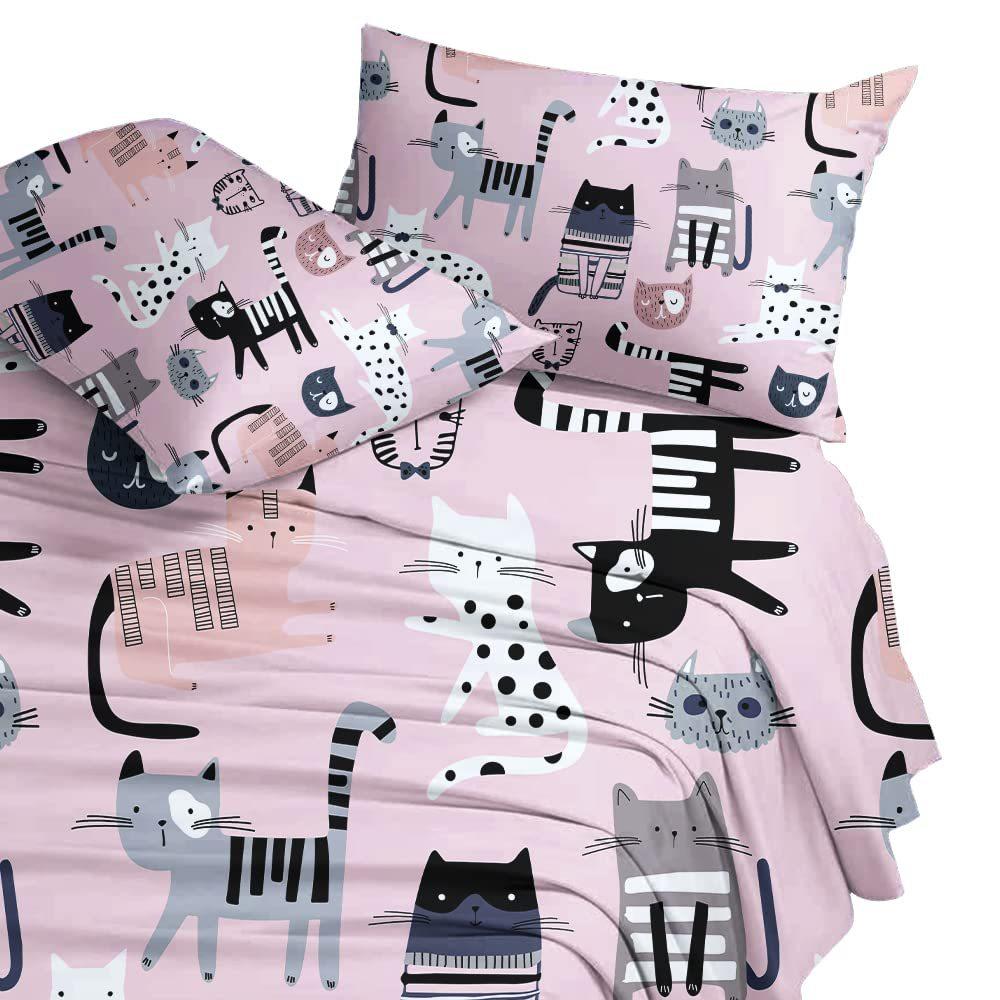 Color Abstract Cat Bedding Three-Piece Quilt Cover