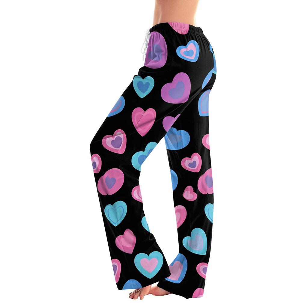 Women's Valentine's Day Heart,themed Casual Milk Silk Fleece Pants, Sleep Pants, Home Pants