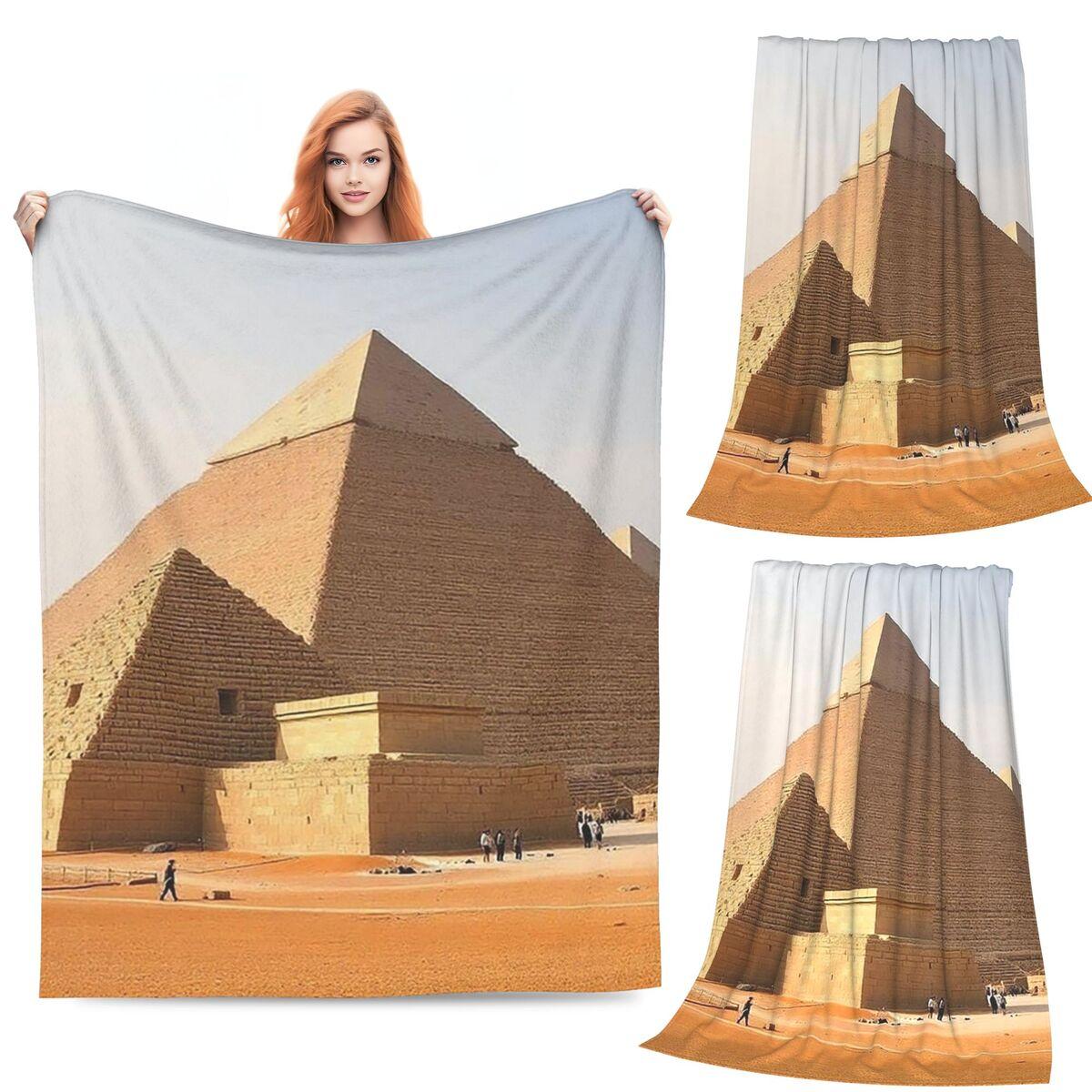 Sphinx Egyptian Pharaoh Pyramids Cairo Nile Blankets Soft Warm Flannel Throw Blanket Plush for Bed Living room Picnic Home Couch Size: 75*100cm, Weight: 230 GSM