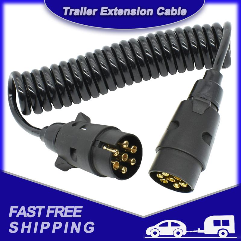 7 Pin Trailer Truck Light Edge Connector Copper Extension Cable Trailer Power Cord Plug Vehicle Extender Socket Car Accessories
