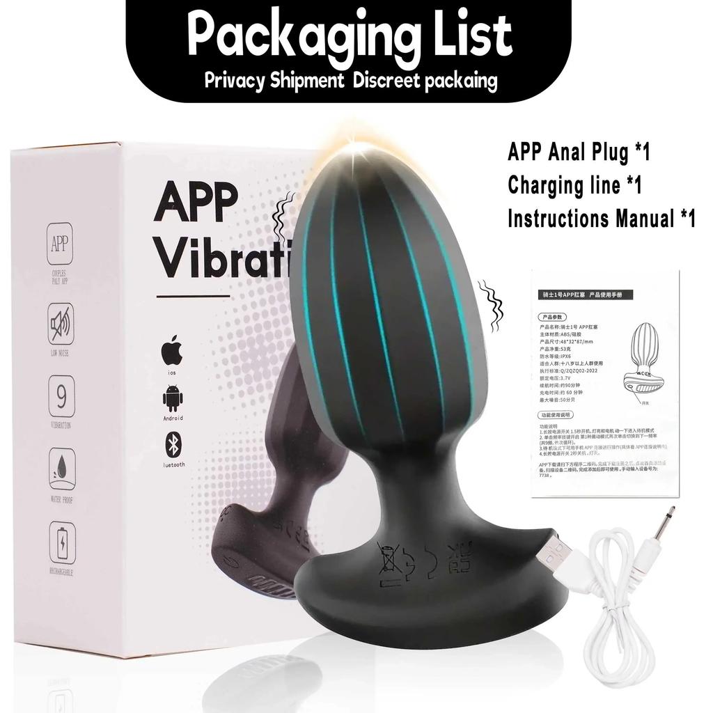 9 Freuency APP Remote Control Vibrating Anal Plug Prostate Massager Butt Plug Intimate Goods Adults Erotic Sex Toy for Woman Men