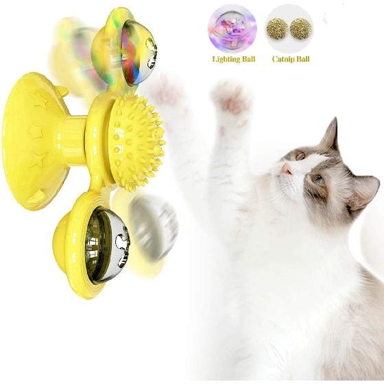 

Pet Supplies Windmill Luminous Sucker With Catnip Scratching Tickle Pet Hair Remover Massage Funny Interactive Puzzle Cat