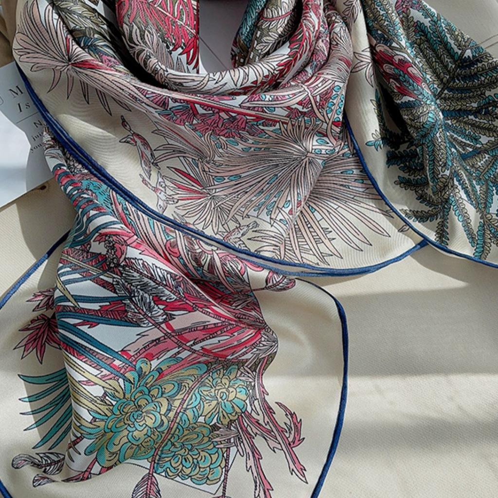Beautiful Sintra Garden! Light Luxury Twill Square Scarf Silk Silk Scarf Women'S Spring Versatile Mulberry Silk Scarf Shawl
