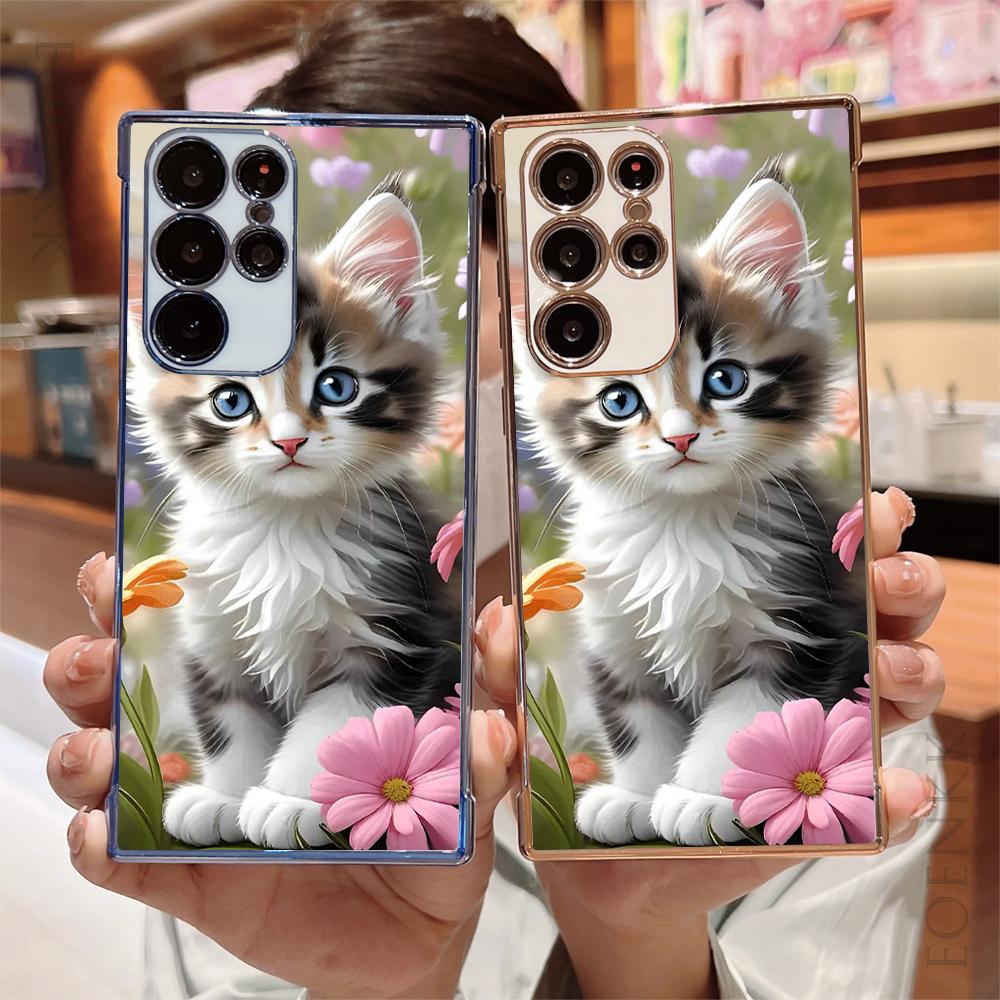 Cat Pattern TPU Case for Samsung Galaxy S24 S25 S23 Ultra/S22 Ultra/S21 FE A54/A34/A14 5G Cute Phone Cover with Adorable Design