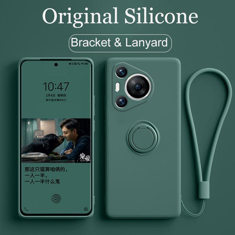 Magnetische Flüssigsilikon-Ringständer-Hülle für Huawei Pura 70 P70 P60 P50 P40 Mate 60 50 40 Pro Plus Nova 11 10 Honor 90 80 70 60