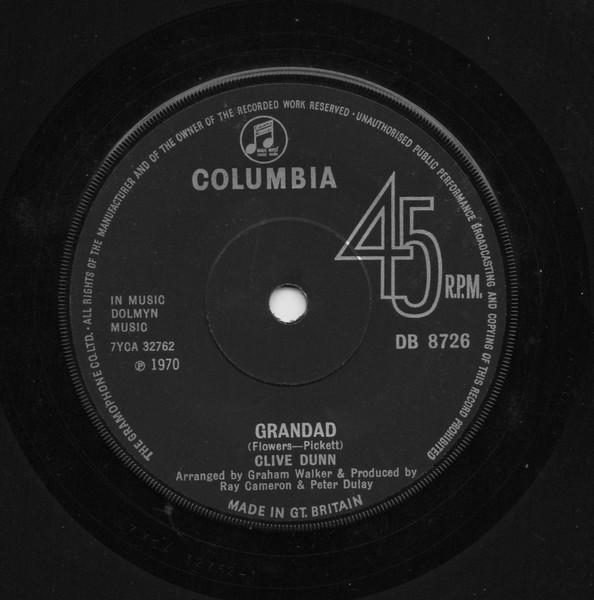 7inch Record CLIVE DUNN - Grandad DB8726 Columbia 1970 UK Pop Used