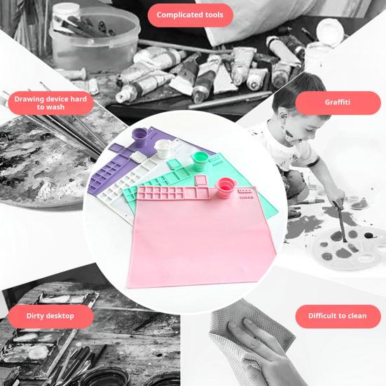 Silicone Painting Mat with Collapsible Cup Craft Mat Painting Sculpting Resin Projects Heat Resistant Painting Mat Artist Gift
