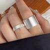 925 Sterling Silver Rings For Women Geometric Fine Jewelry Finger Adjustable Simple Wide Gold Ring For Party Birthday Gift