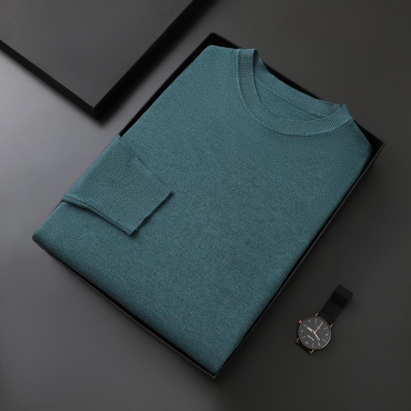 Men s Solid Color Knit Sweater: Long-Sleeved Round Neck for Spring & Autumn XL