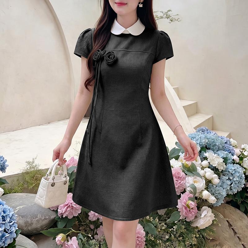 ZANZEA Women Splice Doll Collar Casual Short Sleeve Dress
