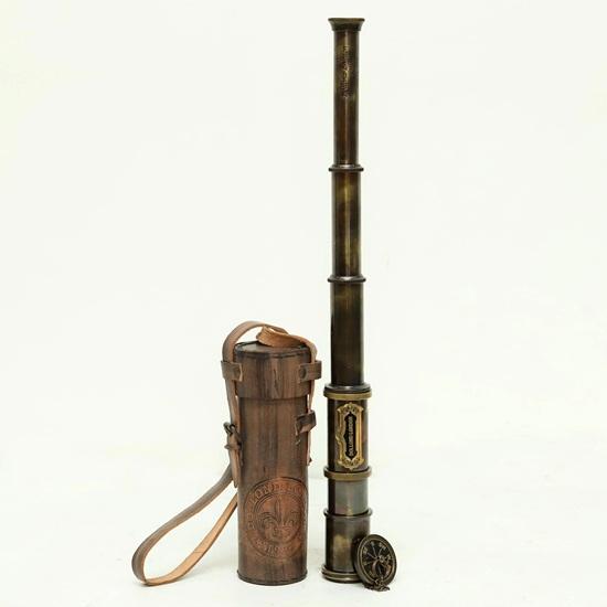 38.1 Cm Brass Spyglass Telescope Dollond London 1920 Style Leather Case Nautical Gift Décor Steampunk Gift