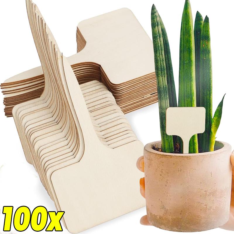 Wooden Plant Labels Multi-shape Blank Garden Marker Stakes DIY Writing Tags for Potted Flower Herb Seed Vegetable Identification