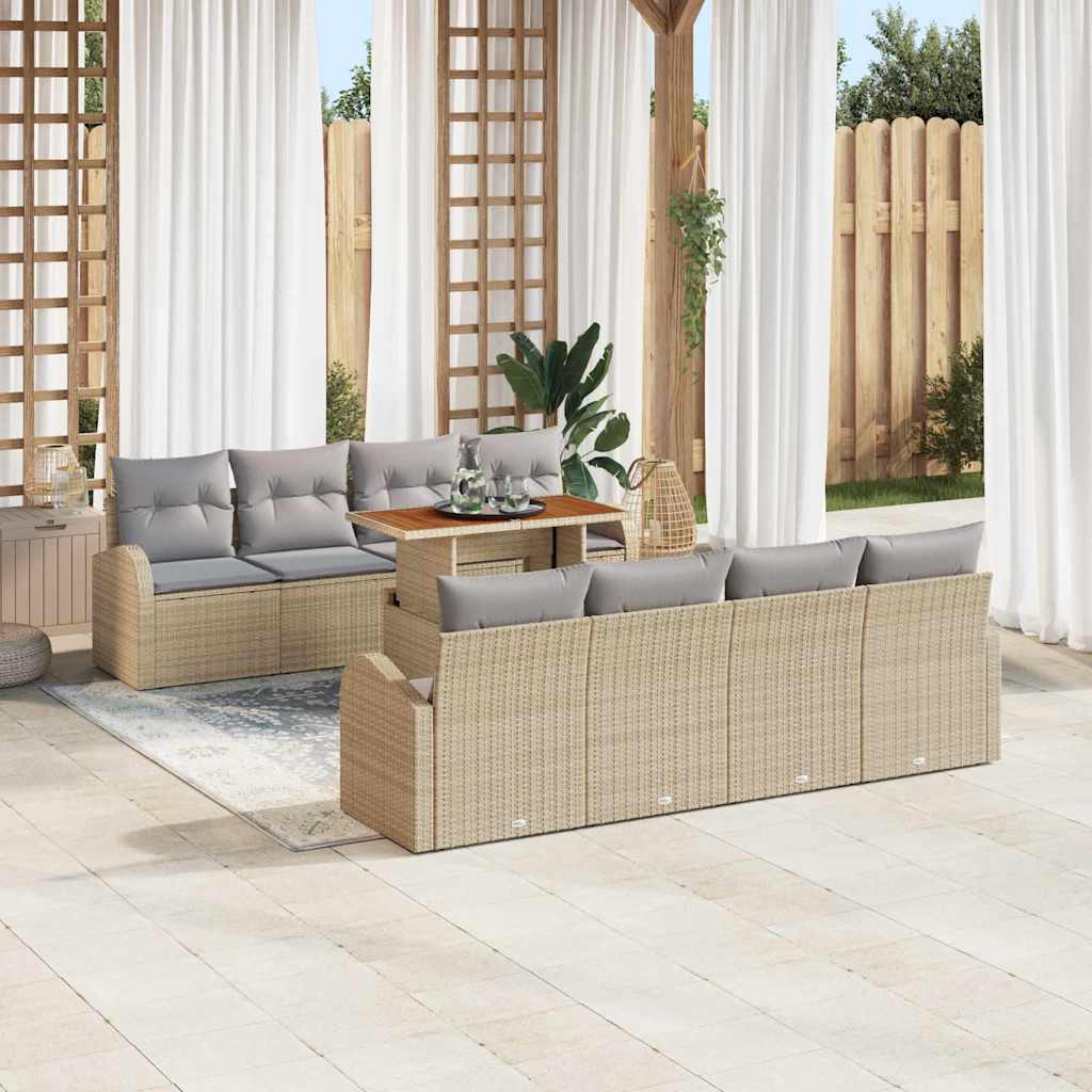 Garden Sofa Set with Cushions 7 Pcs Beige and Light Grey