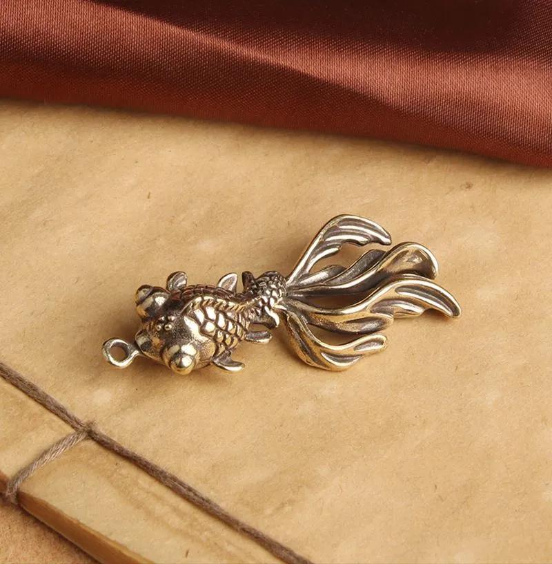 Brass Fish Keychain Antique  Fish Car Keychain Accessories Pendant Ornament