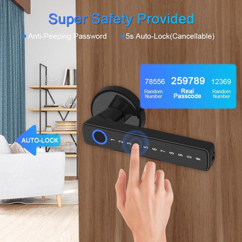 2026 New Arrival Smart Handle Lock with Tuya App Remote Control for Smart Door Lock Wood/Glass Door Aluminium Alloy for