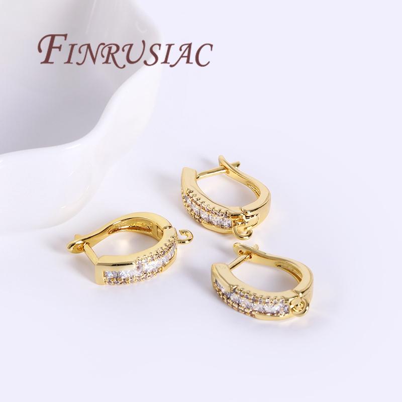 18K Gold Plated Brass with Zircon Earring Hook Clasps,Earwires Fasteners For Earring,DIY Jewelry Making,Accessories For Earrings