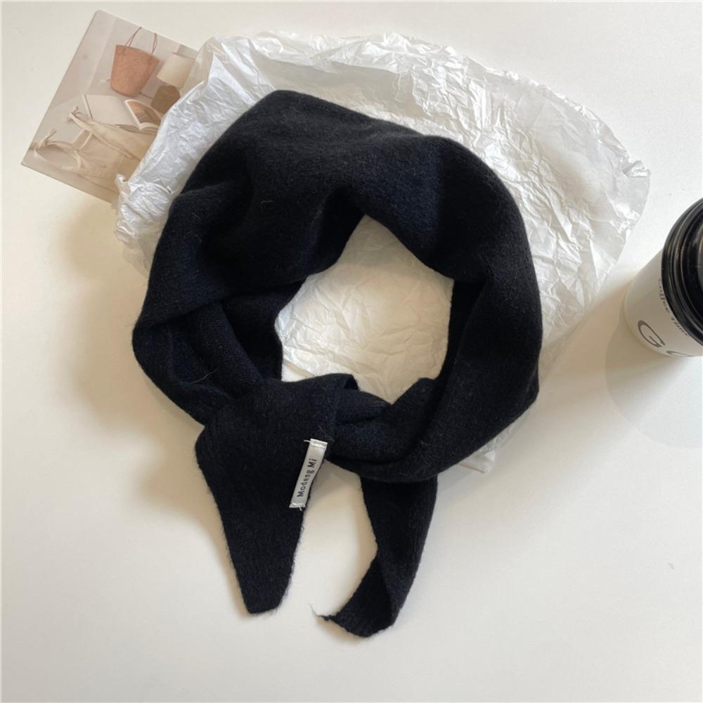 Cashmere-like Wool Blend Scarf Solid Color Knitted Scarf Triangular Short Shawl Women's Wear