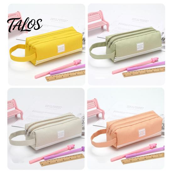 Double Partition Pencil Case Oxford with Handle, Layer Pen Pouch, Large Student Stationery Storage Bag Capacity for Students And Commuters Organizer
