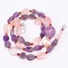 Rose Quartz Amethyst Carnelian Gemstone Beads Necklace 3-16 Mm 18" UB-8044 UB-8044