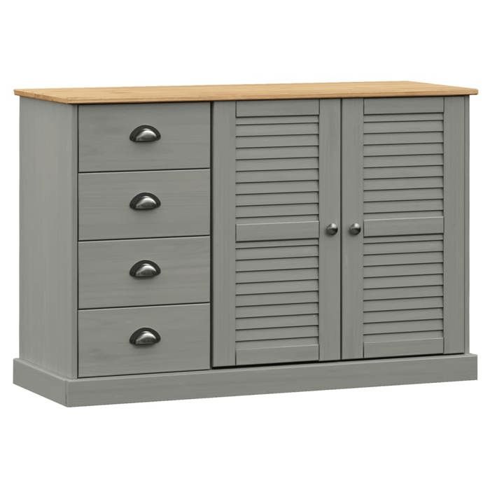 VidaXL Buffet avec tiroirs VIGO 113x40x75 cm gris bois massif de pin 353189