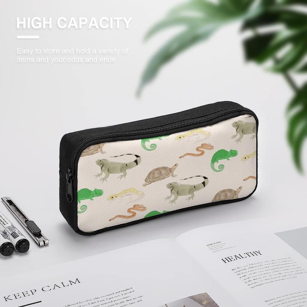 Lizard, Turtle, Leopard, Gecko, Reptile Pencil Case, Large Capacity, Multifunctional, Stylish Pen Pouch, Simple Tool Pencil Case for Boys, Girls, and