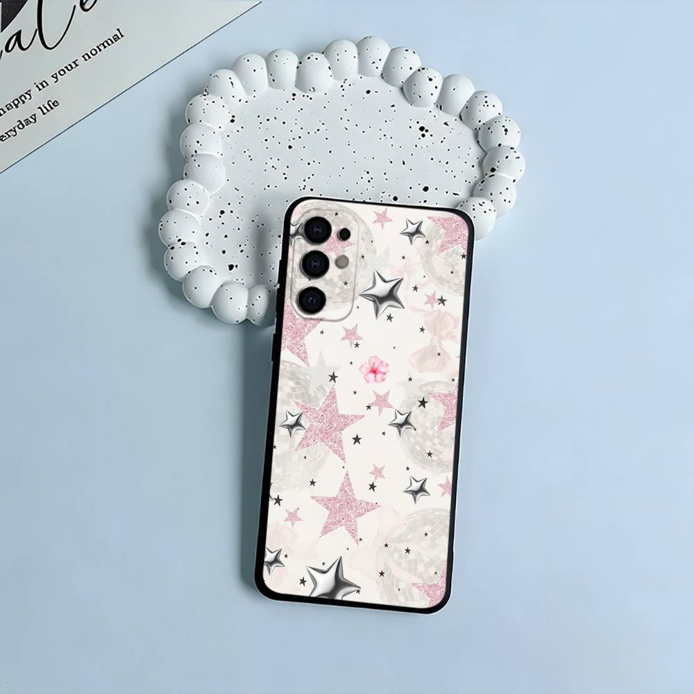 C-Colorful Star Phone Case For Samsung S25,S24,S21,S22,S23,S30,Ultra,S20,Plus,Fe,Lite,Black Soft Silicone