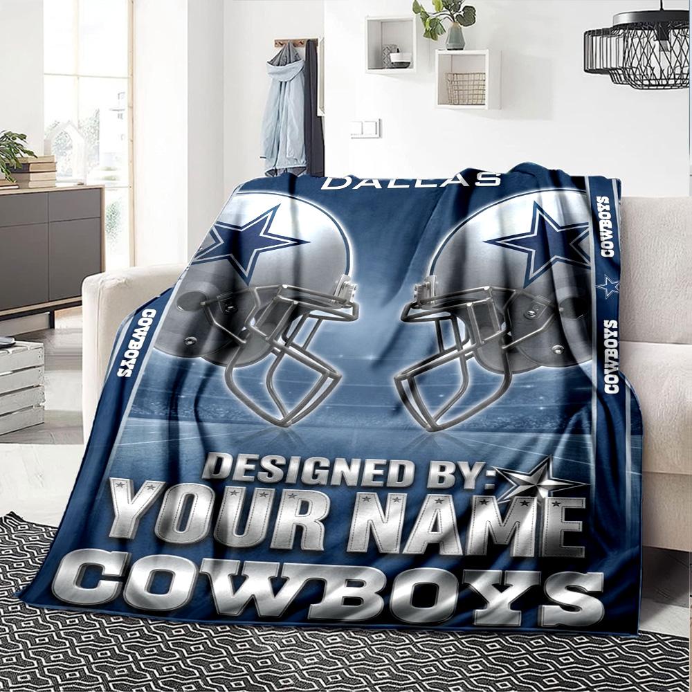 Name Custom Dallas Cowboys Print Flannel Blanket High Quality Warm Comfortable Cover for All Seasons Perfect for Gifts Home Decor