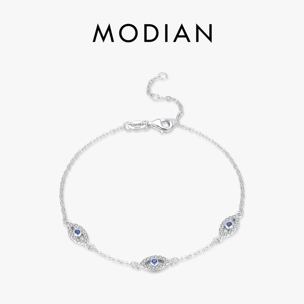 MODIAN Bracelet réglable en argent Sterling 925 pour femmes, élégant, bleu clair, CZ, Style coréen, yeux bleus, chaîne à maillons, bijoux fins