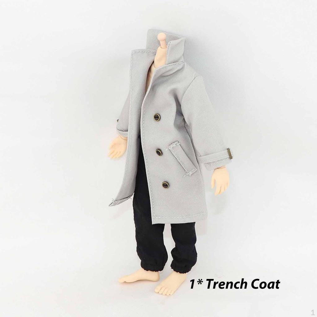 1/12 Figure Clothes Trench Coat Kids Gifts Cloth Windbreaker Mini Doll Model Costume for 6" Male