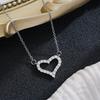 Hollow Diamond Heart Pendant Necklace for Women - Elegant, Versatile, Light Luxury Clavicle Chain