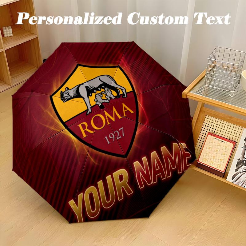 8 Rib Auto Folding Umbrella AS Roma Print Custom Name Text Portable Rain Gear