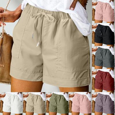 Dameshorts Uformelt Med Lommer Snor Elastisk Midje Strandferie Trendy Sommerklær