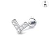 G23 Titan Herz Zirkon Ohrstecker mit Innengewinde und flacher Rückseite für Knorpelpiercing