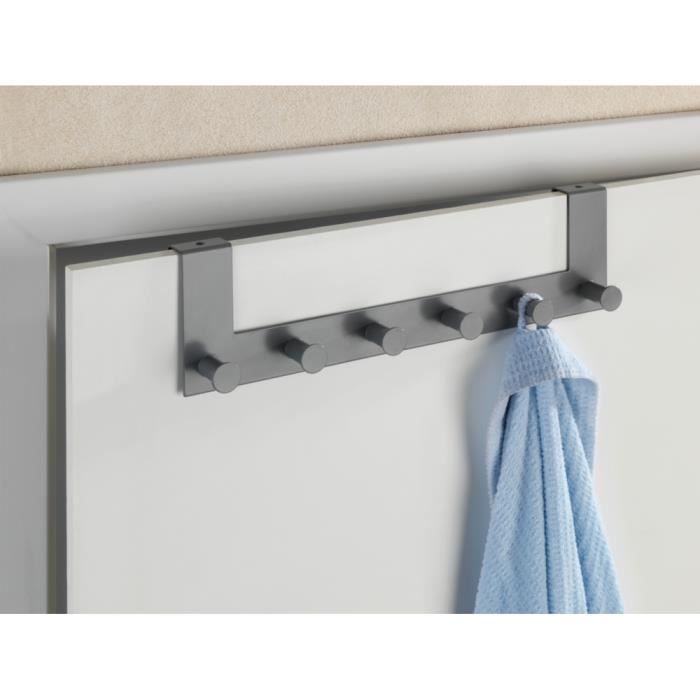 Patère de porte - Celano - Gris - Acier massif - 6 crochets - Design contemporain