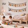 Stuffed Animal Hanging Rack Doll Cotton Storage Chain, Wall Mounted Organizer with Display Strap Metal Clips, Boho for Kids Room And