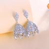 Needle French Light Luxury Court Style Full Zirconium Hollow Earrings Guochao Water Drop Fringed Zircon Earrings Earrings