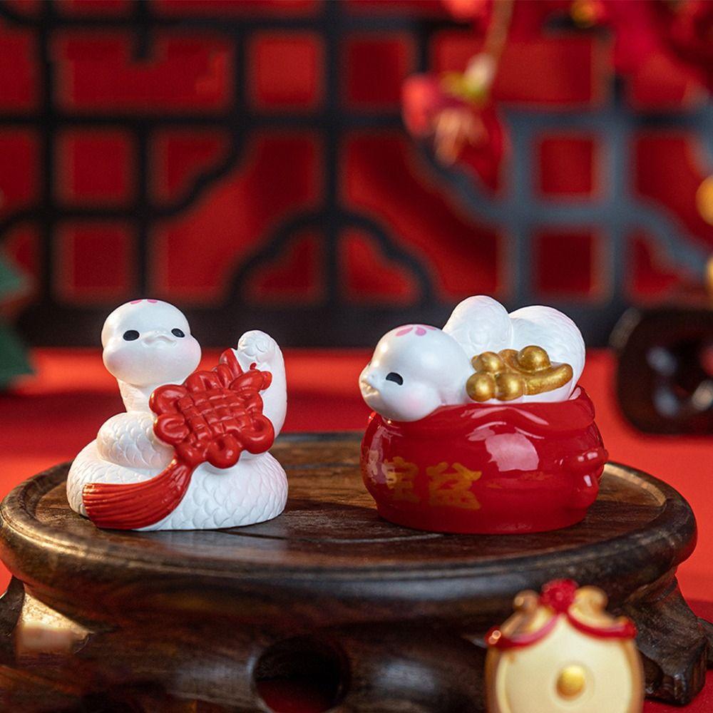 6pcs Chinese Style New Year Snake Figurine Cartoon Mini Snake Ornament  Birthday Party Gift