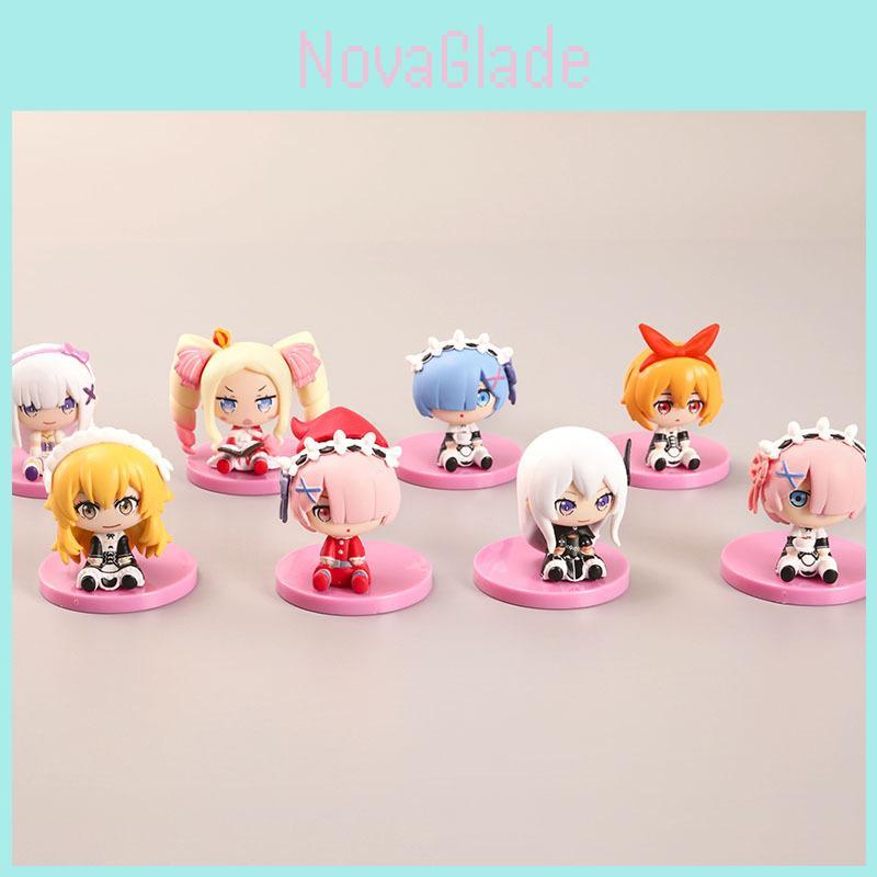 Adorable 8 Piece Sitting Rem And Ram Figure Set From Re Life In A Different World From Zero