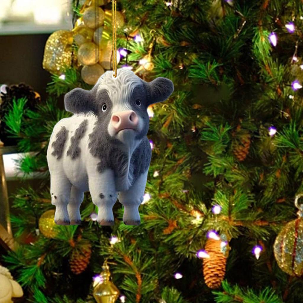 Kreskówkowa Krowa Uroczy Wiszący Wisiorek Dekoracja Domowego Drzewka Bożonarodzeniowego Wisiorek do Samochodu Kreatywne Akcesoria Dekoracyjne Świąteczne Prezenty Urodzinowe