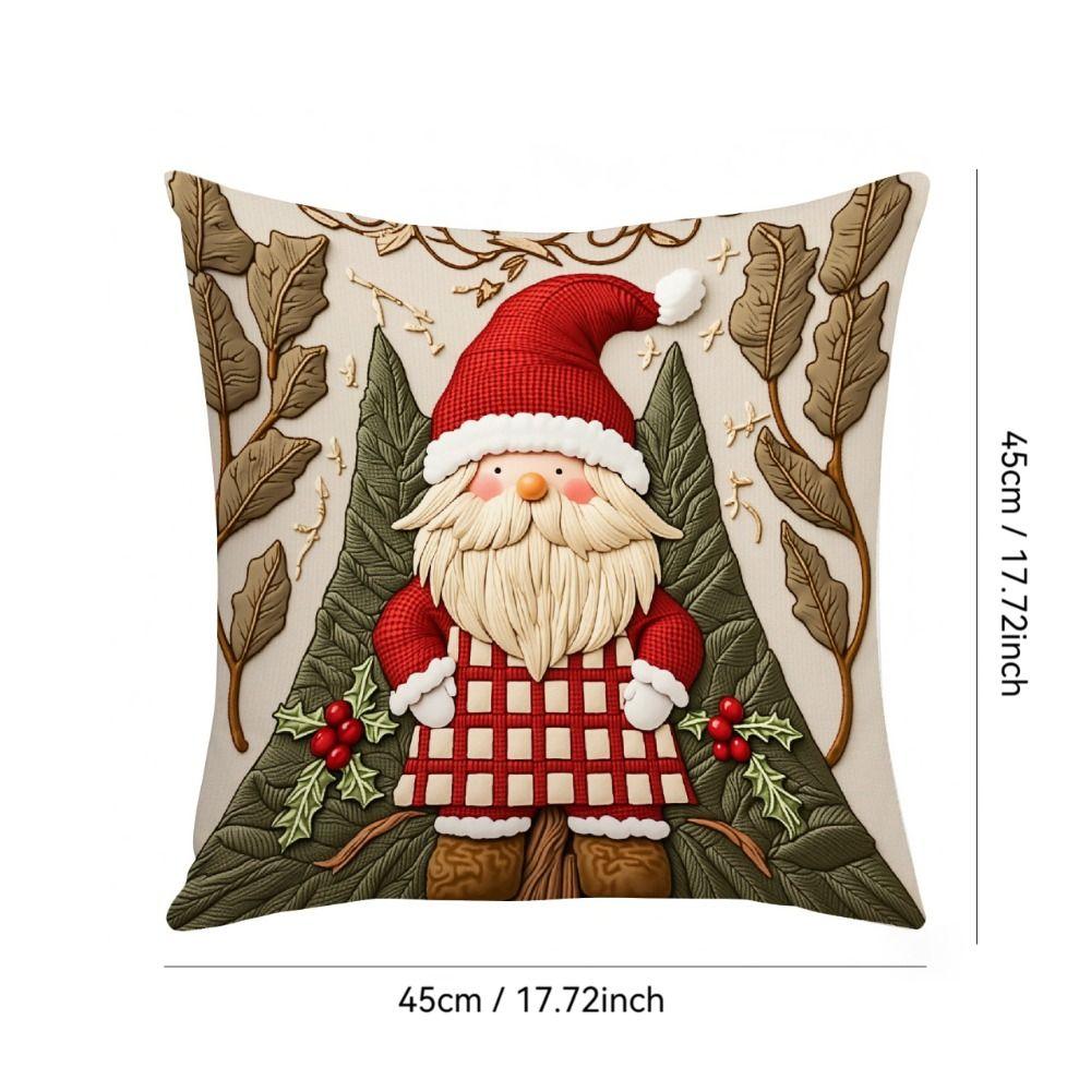 New 45×45cm Christmas Throw Pillow Cover Linen Santa Claus Pillowcase Removable Soft Pillow Cover Home Decoration