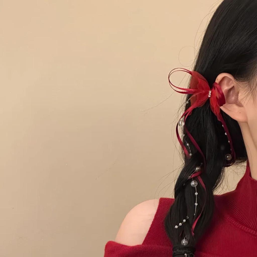 High-Class Rhinestone Bow Tassel Duckbill Hair Clip - Versatile, Fashionable Accessory for Women