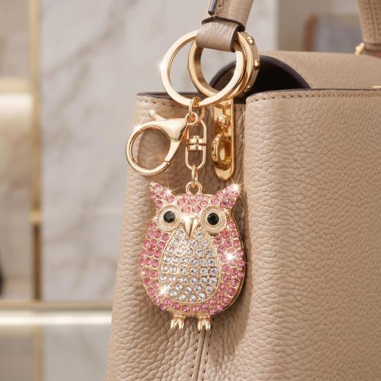 Rhinestones Owl Keychain Exquisite Owl Crystal Keychain with Rotating Lobster Clasp Elegant Bag Charms