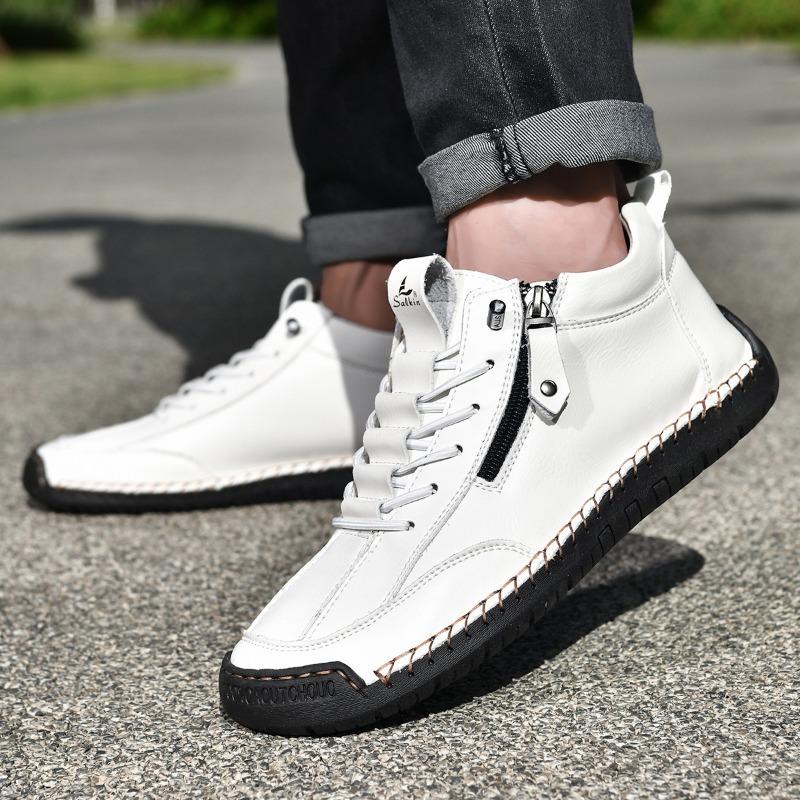 Autumn/Winter Men's Martin Boots, Mid- and Low-Top Casual Ankle Boots, British Style, Versatile Men's Casual Shoes with Side Zippers