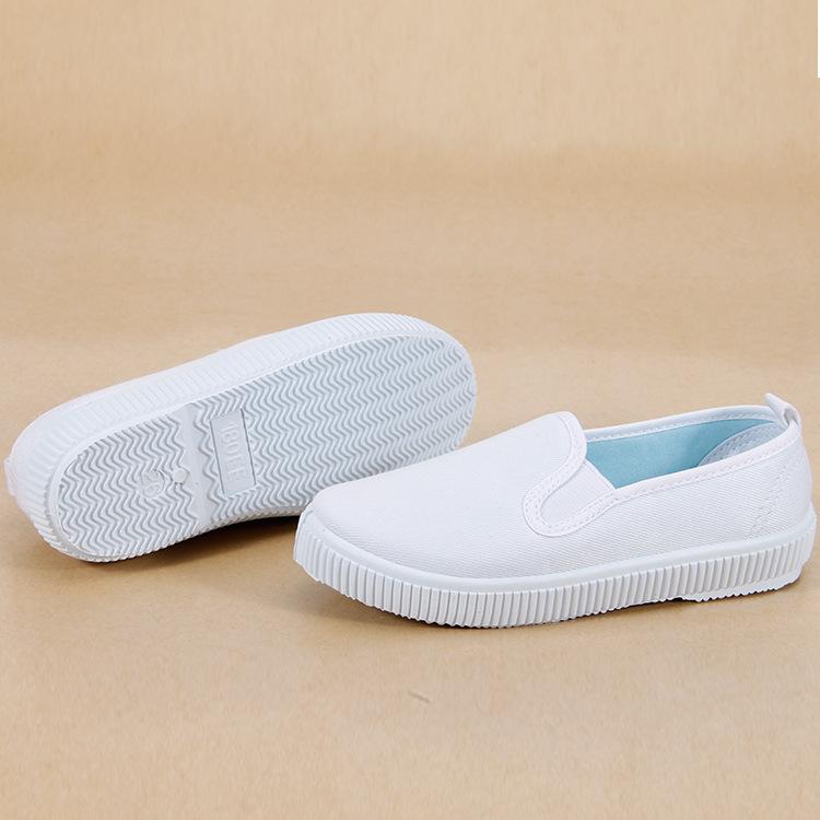 Spring new children's canvas shoes, white shoes, men's and women's same indoor dance shoes, comfortable and non-slip soft sole