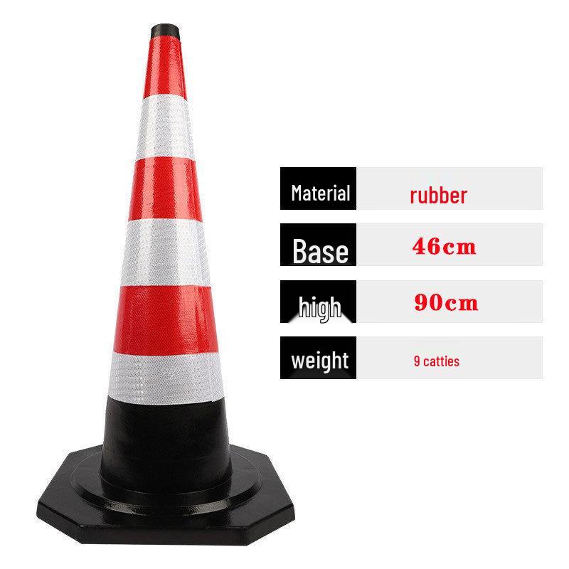 Reflective Rubber Traffic Cone - 70cm & 90cm Conical Isolation Barrier for Road Construction