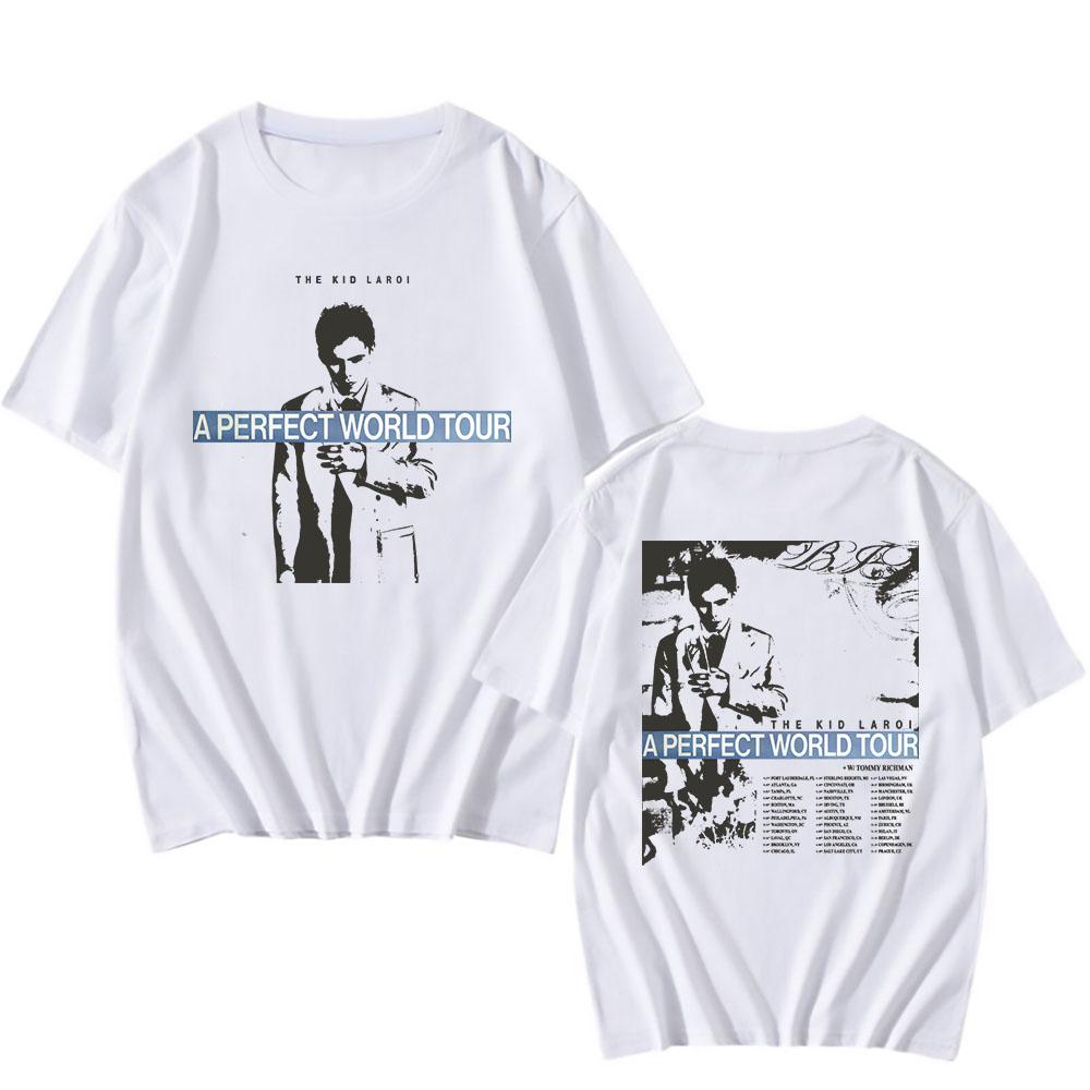 The Kid LAROI A PERFECT WORLD TOUR 2026 T-shirt Short Sleeve Summer Cotton Male Tshirts Unisex Streetwear Fashion Tops XS