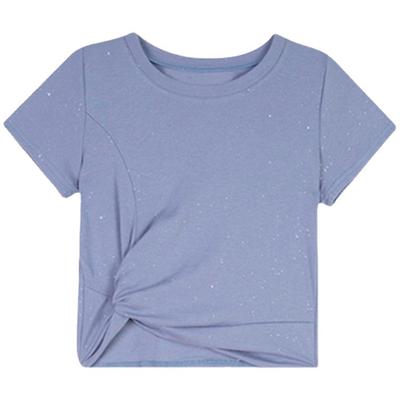 Kurzes Oberteil für Damen Kurzarm-T-Shirt Neu Sommer Reine Baumwolle Slim Fit und Schmal Hohe Taille Kurzes T-Shirt Design Sinn